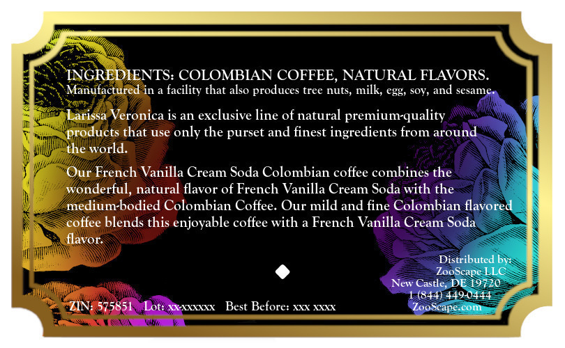 French Vanilla Cream Soda Colombian Coffee <BR>(Single Serve K-Cup Pods)