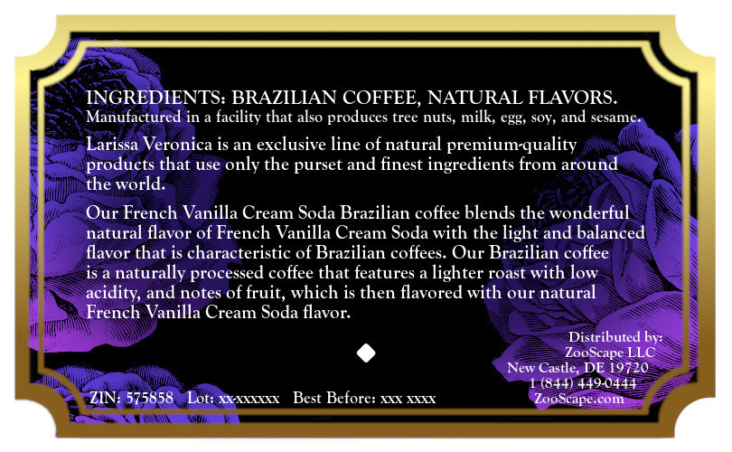 French Vanilla Cream Soda Brazilian Coffee <BR>(Single Serve K-Cup Pods)