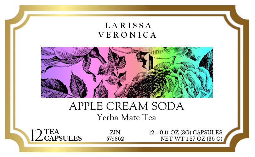 Apple Cream Soda Yerba Mate Tea <BR>(Single Serve K-Cup Pods) - Label