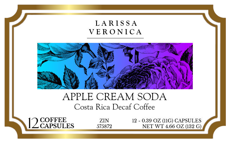 Apple Cream Soda Costa Rica Decaf Coffee <BR>(Single Serve K-Cup Pods) - Label