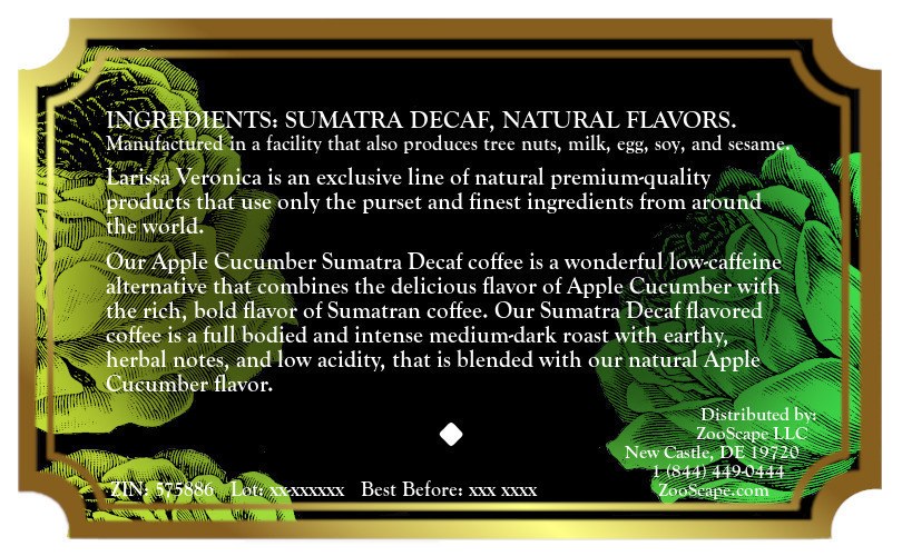 Apple Cucumber Sumatra Decaf Coffee <BR>(Single Serve K-Cup Pods)