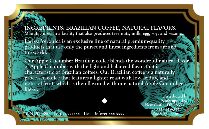 Apple Cucumber Brazilian Coffee <BR>(Single Serve K-Cup Pods)