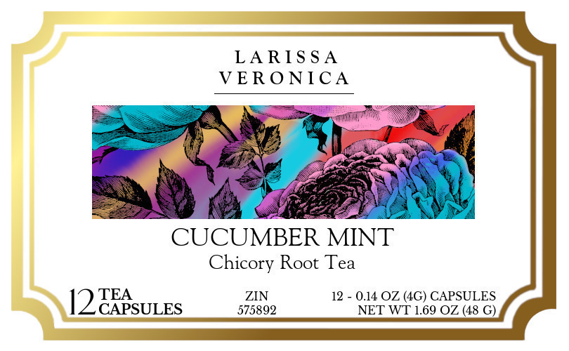 Cucumber Mint Chicory Root Tea <BR>(Single Serve K-Cup Pods) - Label