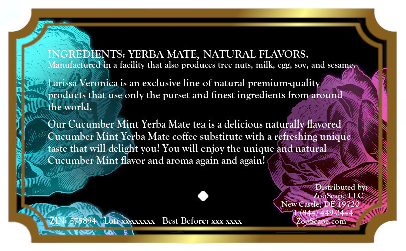 Cucumber Mint Yerba Mate Tea <BR>(Single Serve K-Cup Pods)