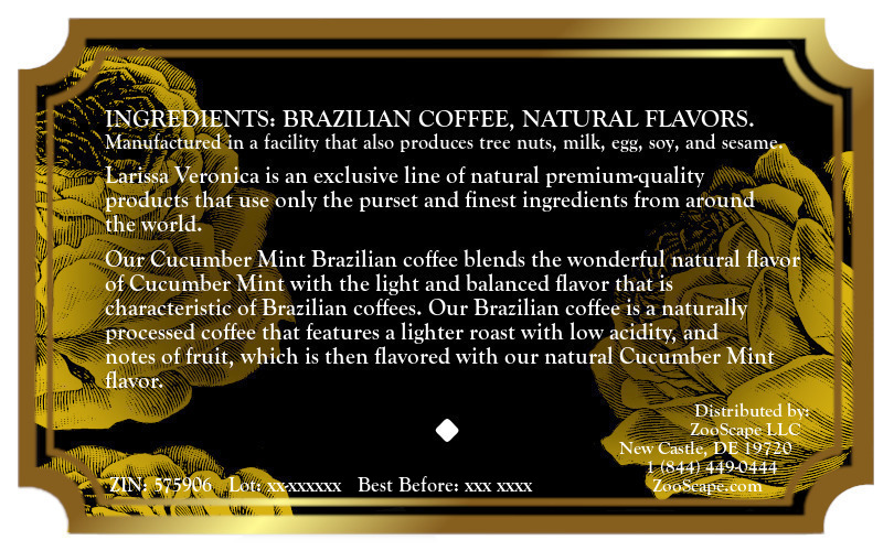 Cucumber Mint Brazilian Coffee <BR>(Single Serve K-Cup Pods)