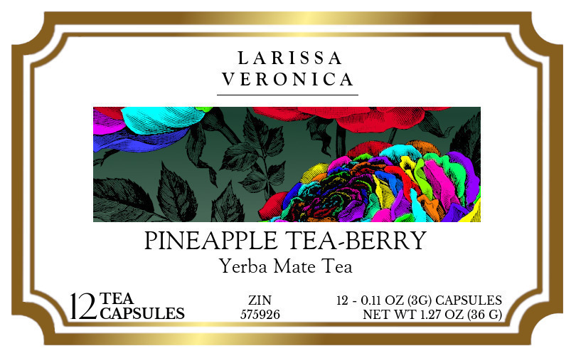Pineapple Tea-Berry Yerba Mate Tea <BR>(Single Serve K-Cup Pods) - Label