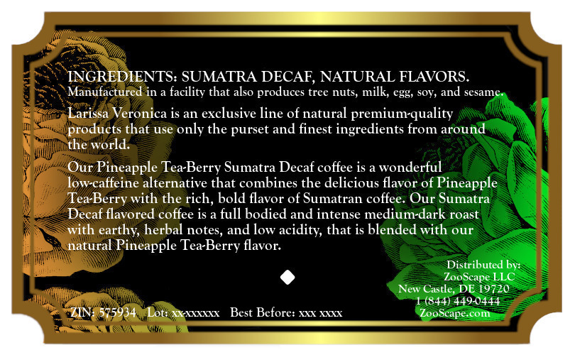 Pineapple Tea-Berry Sumatra Decaf Coffee <BR>(Single Serve K-Cup Pods)
