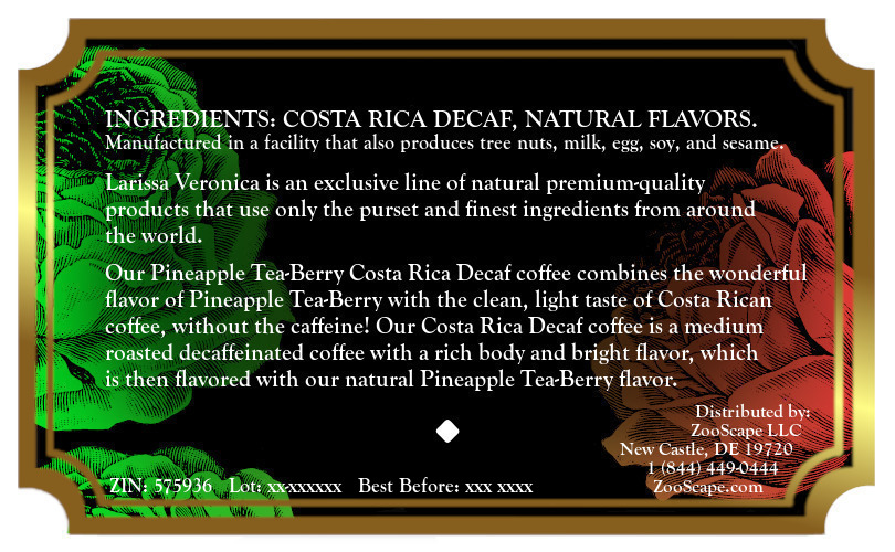 Pineapple Tea-Berry Costa Rica Decaf Coffee <BR>(Single Serve K-Cup Pods)