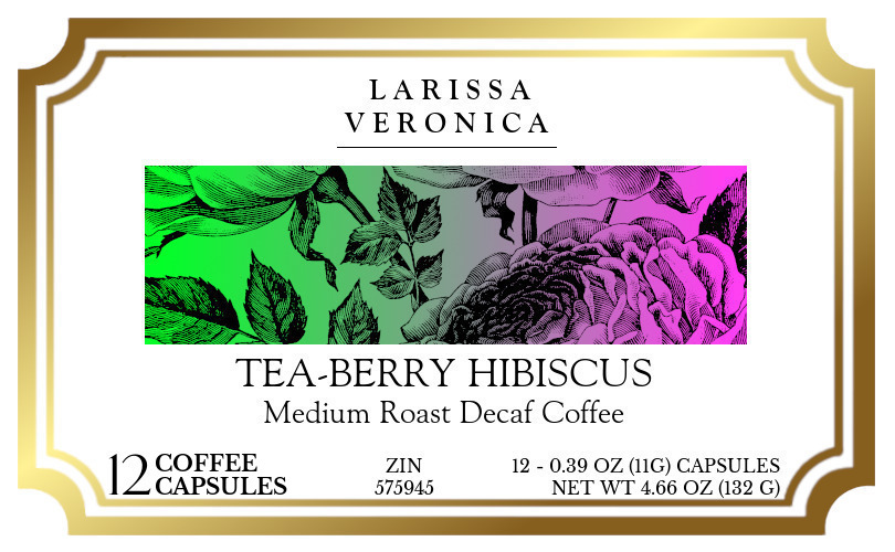 Tea-Berry Hibiscus Medium Roast Decaf Coffee <BR>(Single Serve K-Cup Pods) - Label