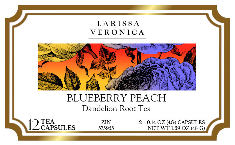 Blueberry Peach Dandelion Root Tea <BR>(Single Serve K-Cup Pods) - Label