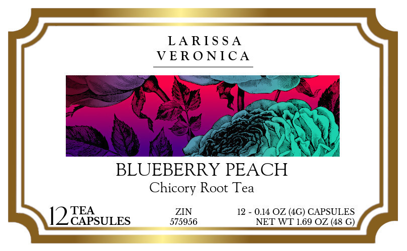Blueberry Peach Chicory Root Tea <BR>(Single Serve K-Cup Pods) - Label