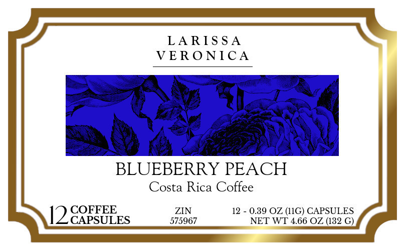 Blueberry Peach Costa Rica Coffee <BR>(Single Serve K-Cup Pods) - Label