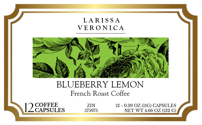 Blueberry Lemon French Roast Coffee <BR>(Single Serve K-Cup Pods) - Label