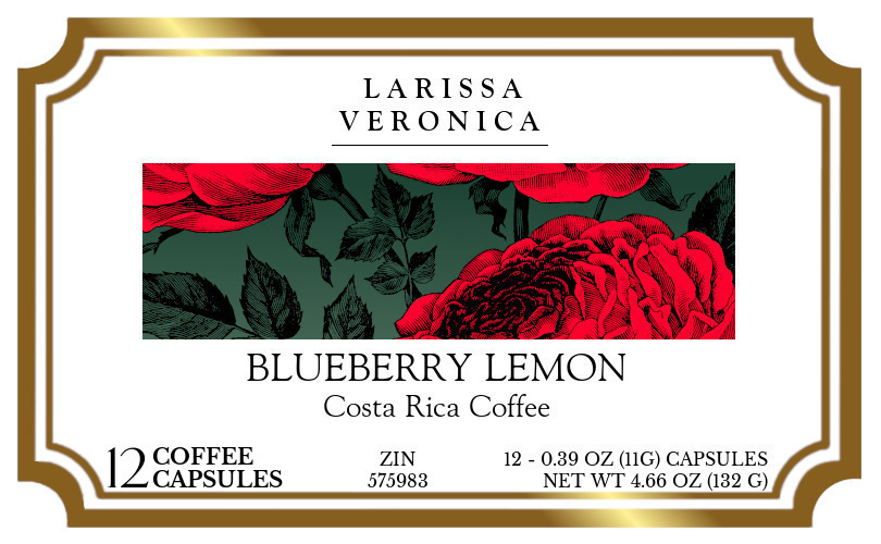 Blueberry Lemon Costa Rica Coffee <BR>(Single Serve K-Cup Pods) - Label