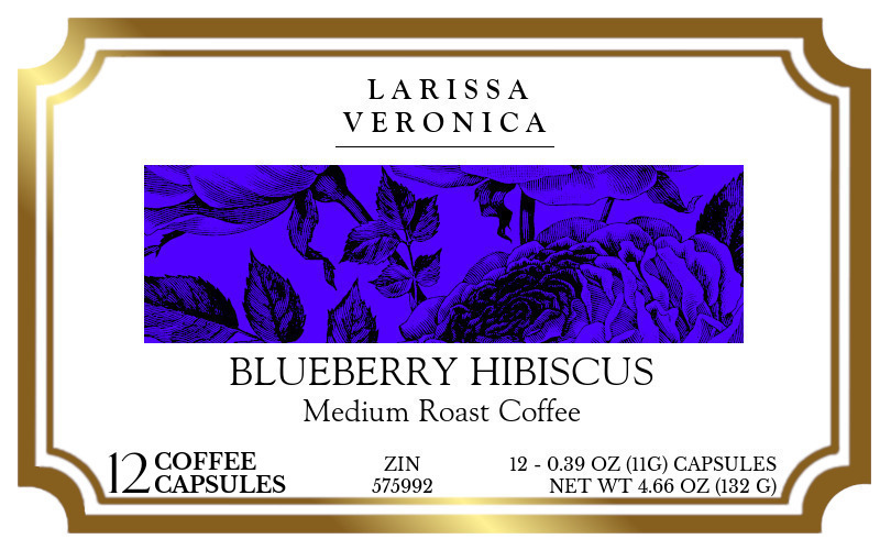 Blueberry Hibiscus Medium Roast Coffee <BR>(Single Serve K-Cup Pods) - Label