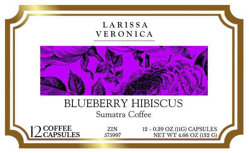 Blueberry Hibiscus Sumatra Coffee <BR>(Single Serve K-Cup Pods) - Label