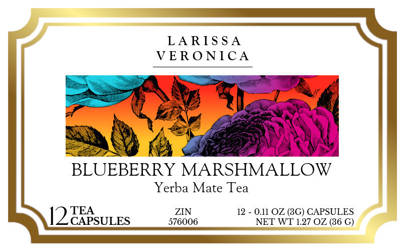 Blueberry Marshmallow Yerba Mate Tea <BR>(Single Serve K-Cup Pods) - Label