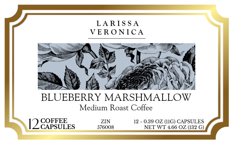 Blueberry Marshmallow Medium Roast Coffee <BR>(Single Serve K-Cup Pods) - Label