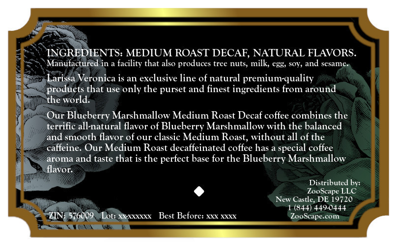 Blueberry Marshmallow Medium Roast Decaf Coffee <BR>(Single Serve K-Cup Pods)
