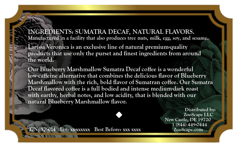 Blueberry Marshmallow Sumatra Decaf Coffee <BR>(Single Serve K-Cup Pods)