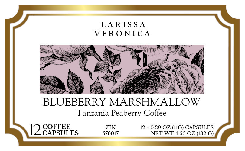 Blueberry Marshmallow Tanzania Peaberry Coffee <BR>(Single Serve K-Cup Pods) - Label