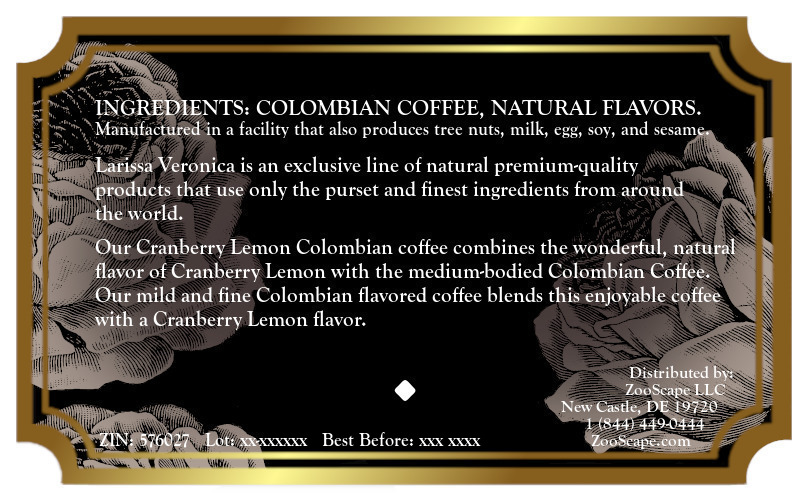 Cranberry Lemon Colombian Coffee <BR>(Single Serve K-Cup Pods)
