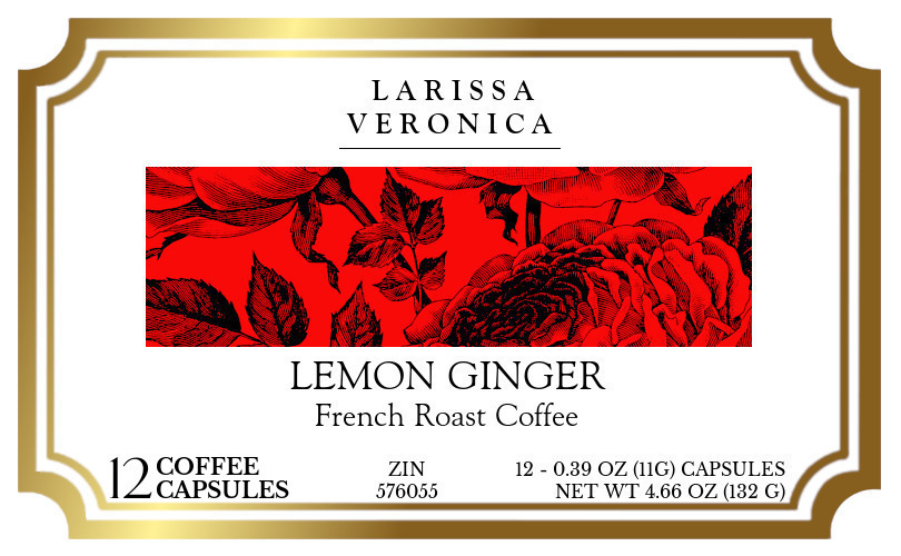 Lemon Ginger French Roast Coffee <BR>(Single Serve K-Cup Pods) - Label