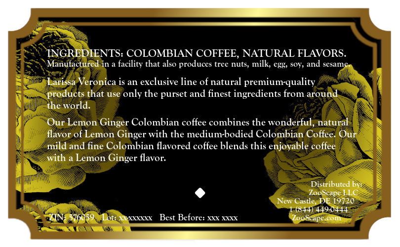 Lemon Ginger Colombian Coffee <BR>(Single Serve K-Cup Pods)