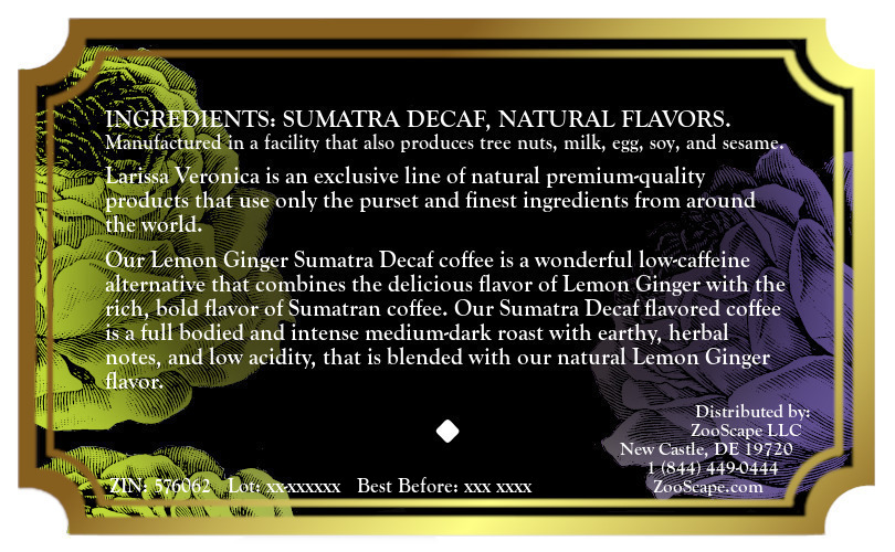 Lemon Ginger Sumatra Decaf Coffee <BR>(Single Serve K-Cup Pods)
