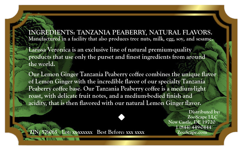 Lemon Ginger Tanzania Peaberry Coffee <BR>(Single Serve K-Cup Pods)