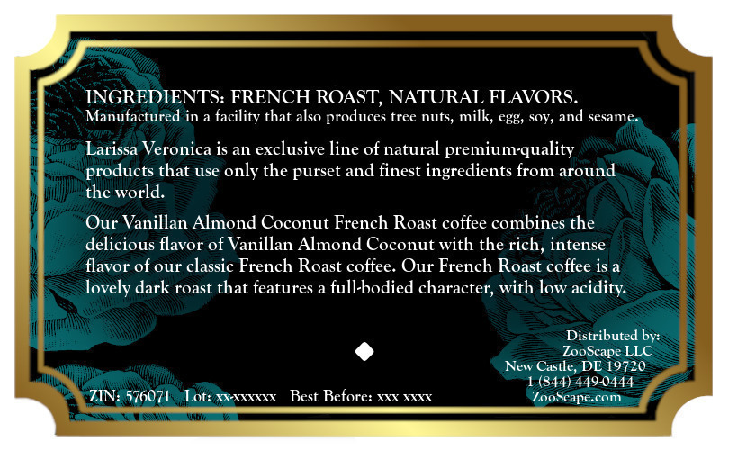 Vanilla Almond Coconut French Roast Coffee <BR>(Single Serve K-Cup Pods)