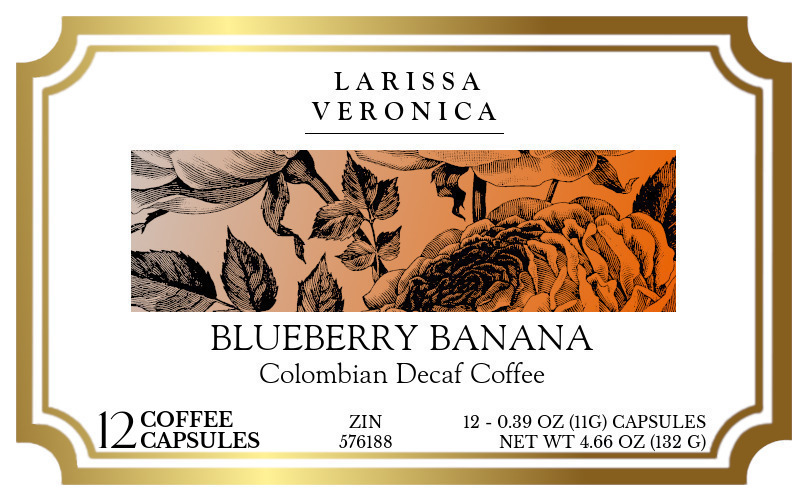Blueberry Banana Colombian Decaf Coffee <BR>(Single Serve K-Cup Pods) - Label