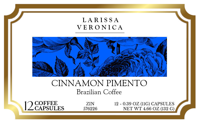 Cinnamon Pimento Brazilian Coffee <BR>(Single Serve K-Cup Pods) - Label