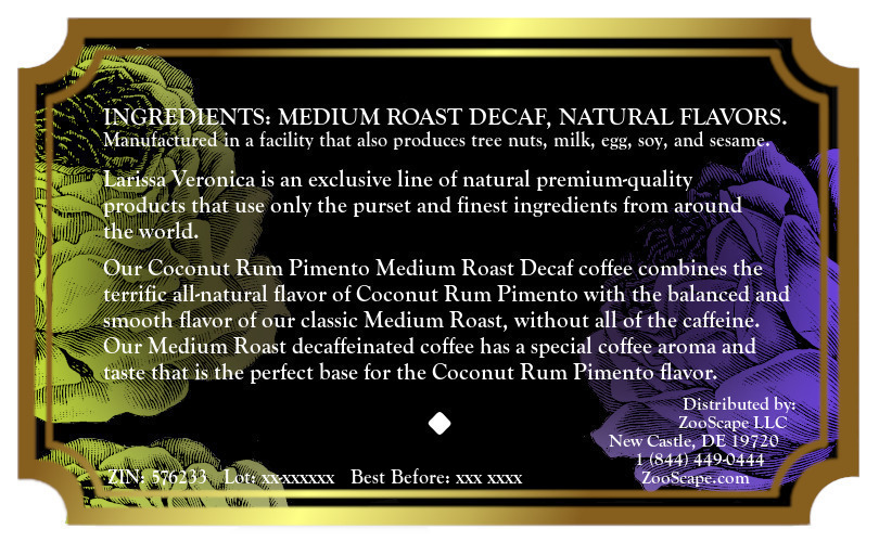 Coconut Rum Pimento Medium Roast Decaf Coffee <BR>(Single Serve K-Cup Pods)