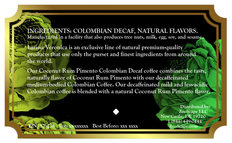 Coconut Rum Pimento Colombian Decaf Coffee <BR>(Single Serve K-Cup Pods)