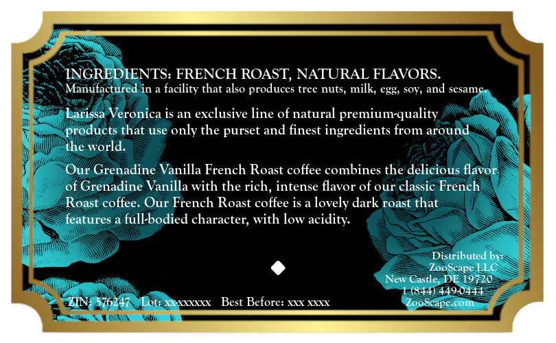 Grenadine Vanilla French Roast Coffee <BR>(Single Serve K-Cup Pods)