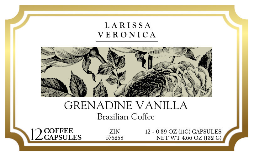 Grenadine Vanilla Brazilian Coffee <BR>(Single Serve K-Cup Pods) - Label