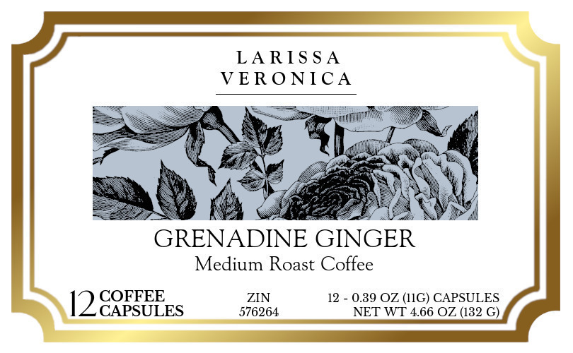 Grenadine Ginger Medium Roast Coffee <BR>(Single Serve K-Cup Pods) - Label