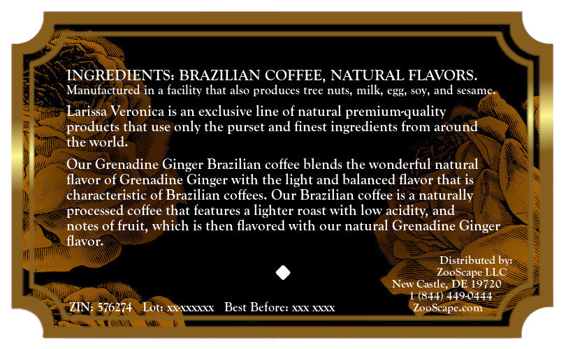 Grenadine Ginger Brazilian Coffee <BR>(Single Serve K-Cup Pods)