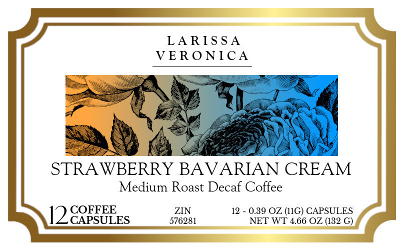 Strawberry Bavarian Cream Medium Roast Decaf Coffee <BR>(Single Serve K-Cup Pods) - Label