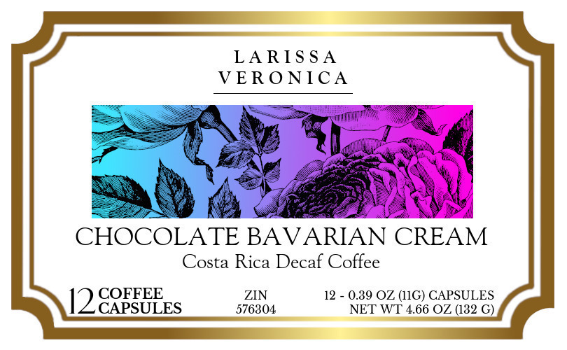 Chocolate Bavarian Cream Costa Rica Decaf Coffee <BR>(Single Serve K-Cup Pods) - Label