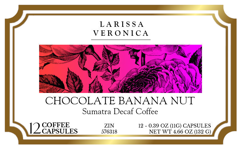 Chocolate Banana Nut Sumatra Decaf Coffee <BR>(Single Serve K-Cup Pods) - Label