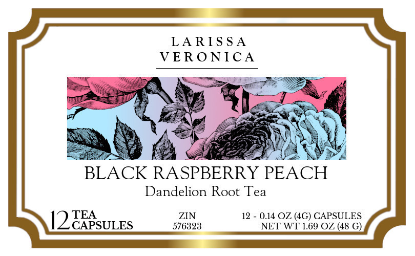 Black Raspberry Peach Dandelion Root Tea <BR>(Single Serve K-Cup Pods) - Label