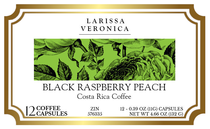 Black Raspberry Peach Costa Rica Coffee <BR>(Single Serve K-Cup Pods) - Label