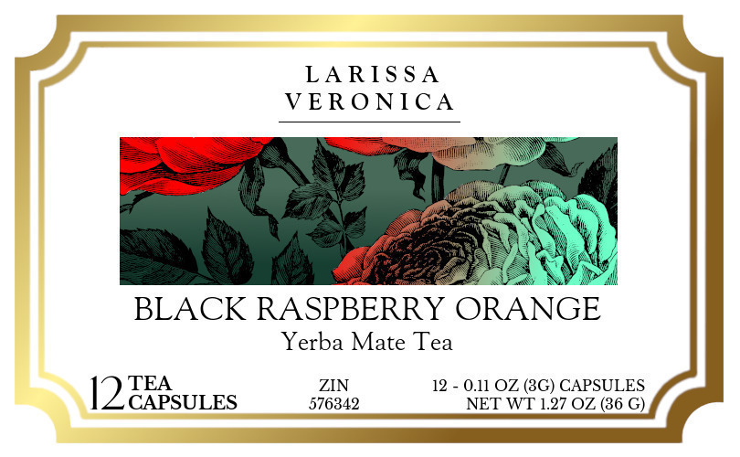 Black Raspberry Orange Yerba Mate Tea <BR>(Single Serve K-Cup Pods) - Label