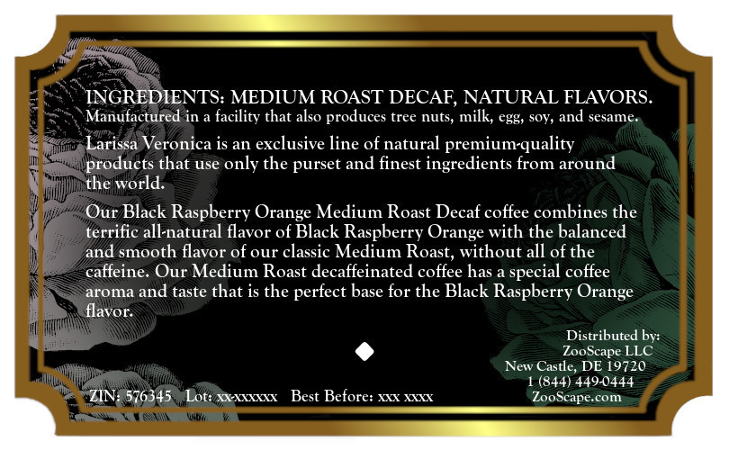 Black Raspberry Orange Medium Roast Decaf Coffee <BR>(Single Serve K-Cup Pods)