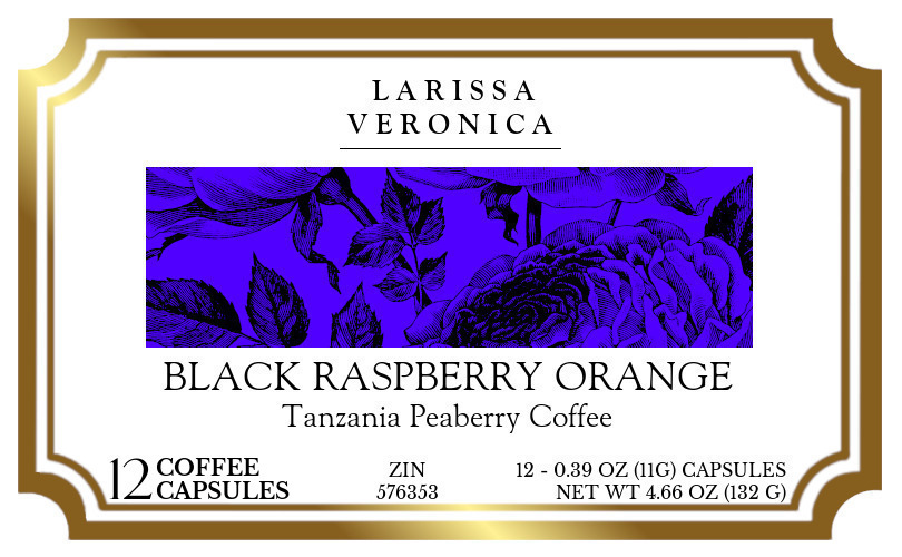 Black Raspberry Orange Tanzania Peaberry Coffee <BR>(Single Serve K-Cup Pods) - Label