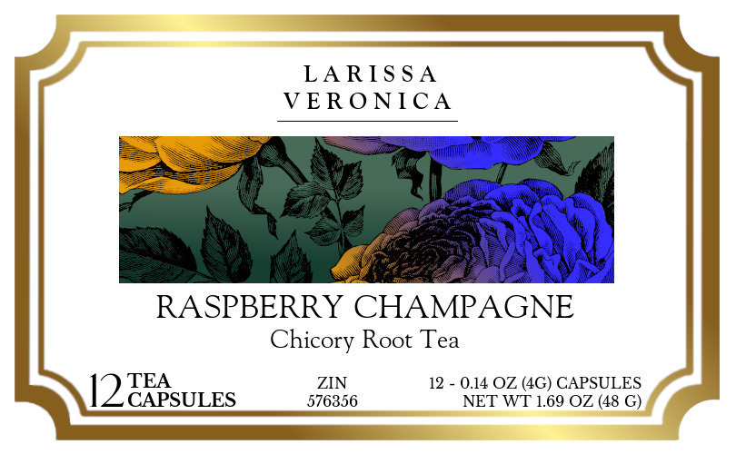Raspberry Champagne Chicory Root Tea <BR>(Single Serve K-Cup Pods) - Label