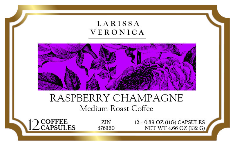 Raspberry Champagne Medium Roast Coffee <BR>(Single Serve K-Cup Pods) - Label