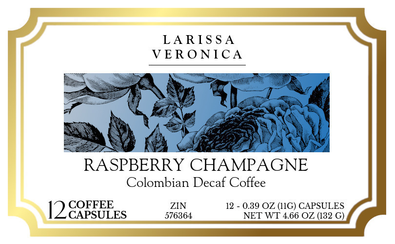 Raspberry Champagne Colombian Decaf Coffee <BR>(Single Serve K-Cup Pods) - Label